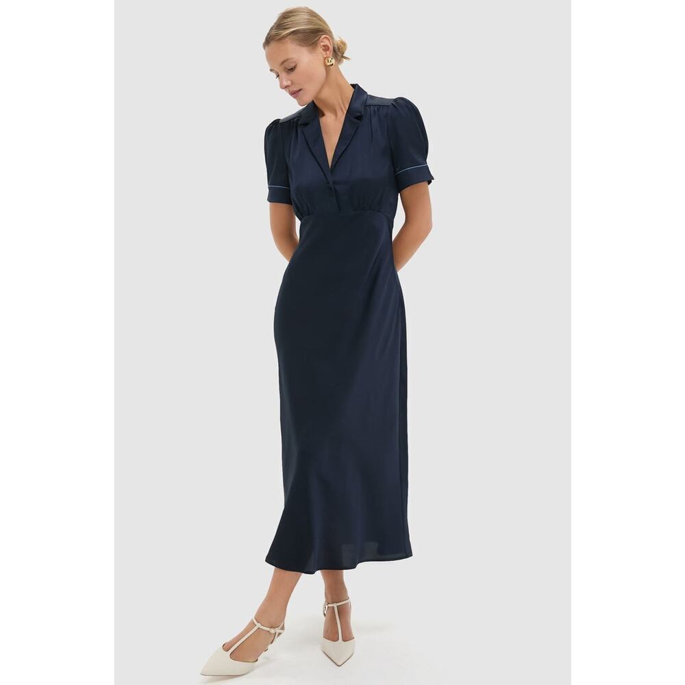 TUCKERNUCK Navy Satin Bellamy Dress Size M NWT Retail $268 Tuckernuck